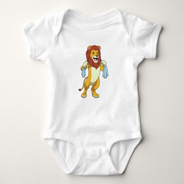 Lion with Towel for Shower Baby Bodysuit (Front)