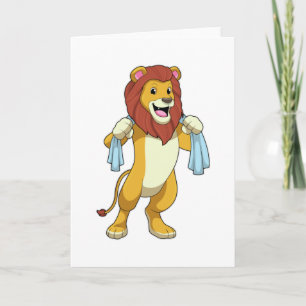 Lion with Towel for Shower Card