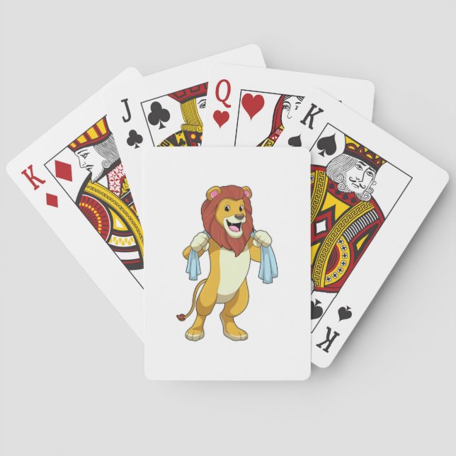 Lion with Towel for Shower Playing Cards (Back)