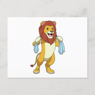Lion with Towel for Shower Postcard