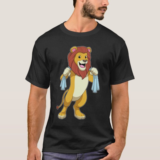 Lion with Towel for Shower T-Shirt (Front)