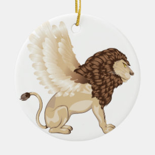 Lion with Wings Cartoon Ceramic Ornament