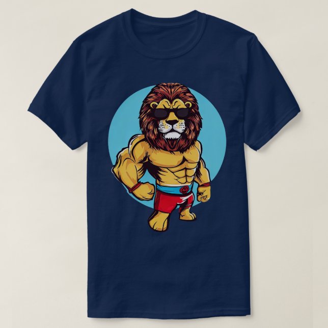 Lion with Wrestling style T-Shirt (Design Front)