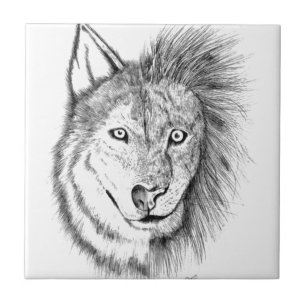 Lion Wolf Ceramic Tile