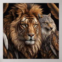 Lion, Wolf with Forwarding Facing  