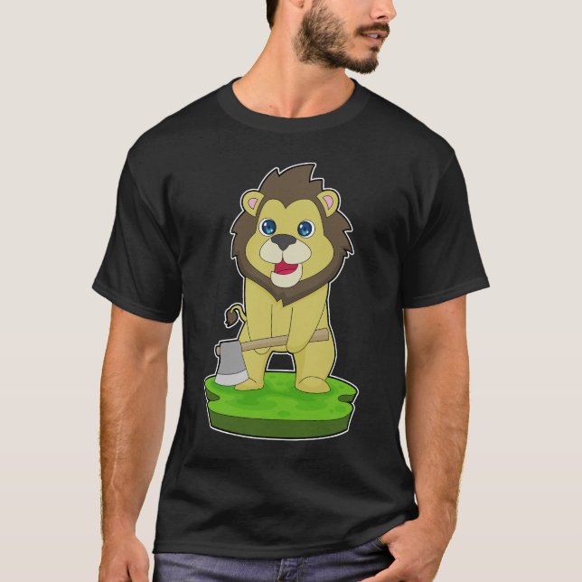 Lion Woodcutter Ax T-Shirt (Front)