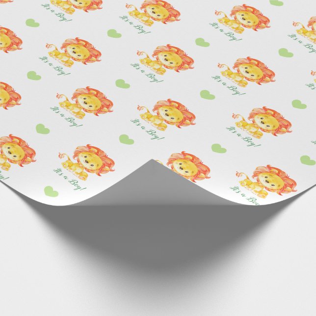 Lion Wrapping Paper (Green Orange Personalized) (Corner)
