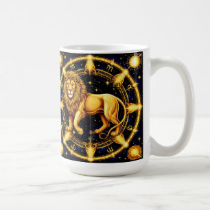 Lion Zodiac Symbol Over Celestial Starry Backgroun Coffee Mug