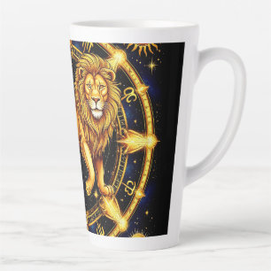 Lion Zodiac Symbol Over Celestial Starry Backgroun Latte Mug