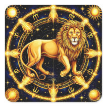 Lion Zodiac Symbol Over Celestial Starry Backgroun