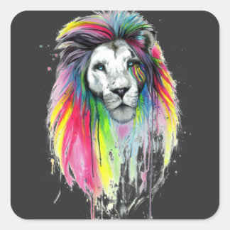 lion,zoo,animal,animals,dangerous,predatory,colour square sticker