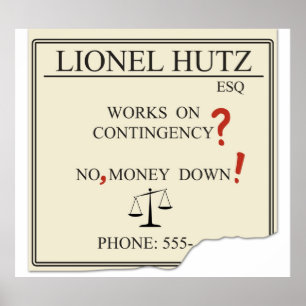 Lionel Hutz No money down Poster