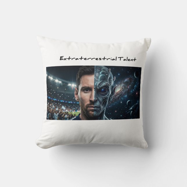 Lionel Messi Alien Goat - Modern Square Throw Pill Cushion (Front)