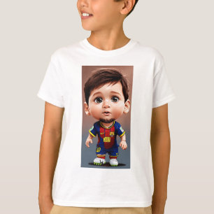 Lionel Messi cute baby cartoon realist big eyes  T-Shirt