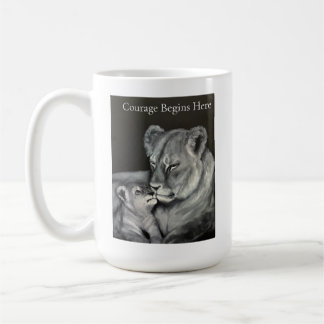Lioness and Cub- Courage Begins Here Coffee Mug