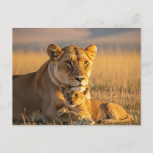 Lioness and cub in Serengeti Tanzania Postcard