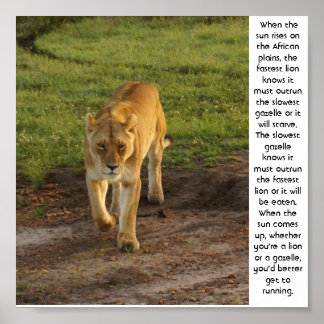 Lioness at Masai Mara Inspirational Poster