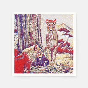 Lioness by the mountains napkin