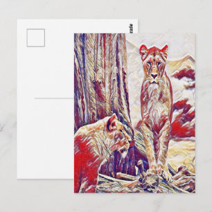 Lioness by the mountains postcard