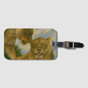 Lioness Companionship in Golden Light Luggage Tag
