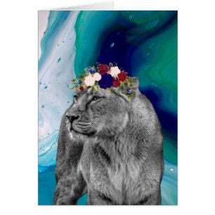 Lioness Lion Animal Girl Flower Crown Colourful