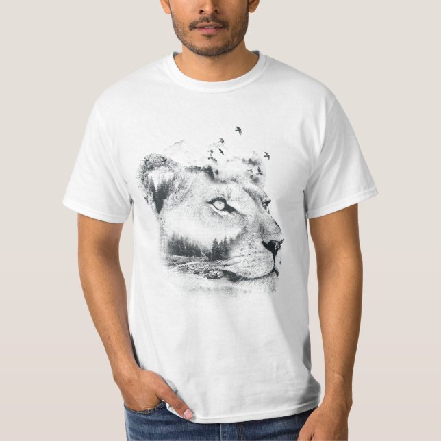 Lioness Lionesses Design Double Exposed T-Shirt (Front)