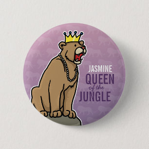 Lioness Queen of the Jungle, Add Child's Name 6 Cm Round Badge