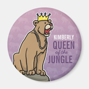 Lioness Queen of the Jungle, Add Name Purple Magnet