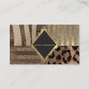 Lioness Safari Chic Jungle Glam Gold Sparkle Business Card