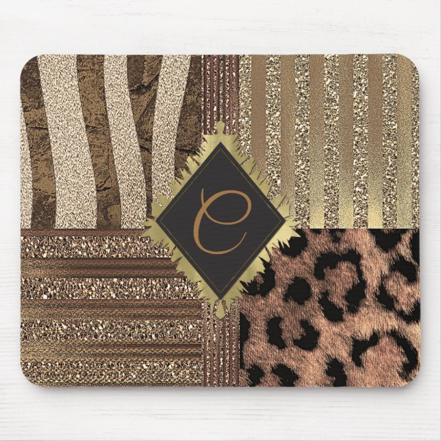 Lioness Safari Chic Jungle Gold Modern Sparkle Mouse Pad (Front)