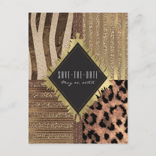 Lioness Safari Jungle Glam Modern Save the Date Announcement Postcard (Front)