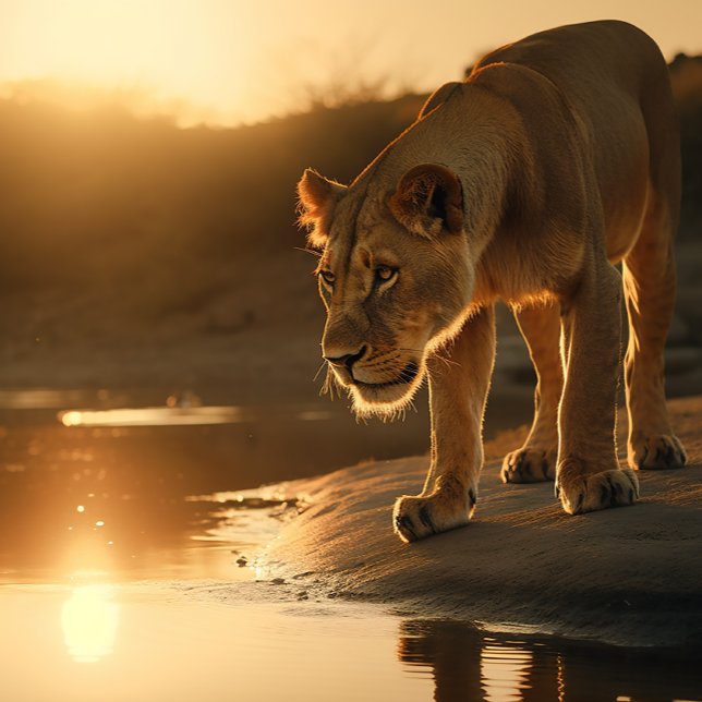 Lioness Takes a Break at Sunset Jigsaw Puzzle (Creator Uploaded)