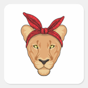Lioness with Bandanna Square Sticker