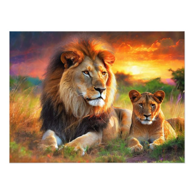 Lioness with Cub Photo Print (Front)