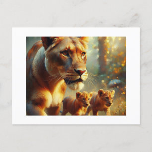 Lioness with Cubs,  Postcard