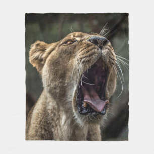 LIONESS YAWNING FLEECE BLANKET