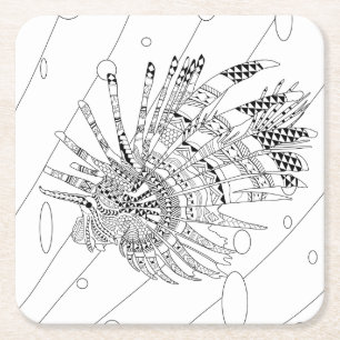 Lionfish Adult Colouring Paper Coaster