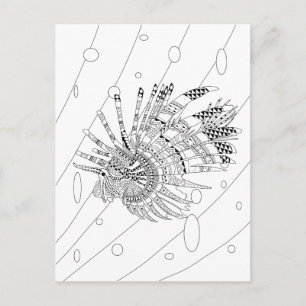 Lionfish Adult Colouring Postcard