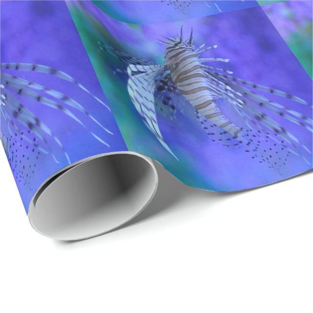 Lionfish Aquarium Fish Purple Pterois Zebrafish Wrapping Paper (Roll Corner)