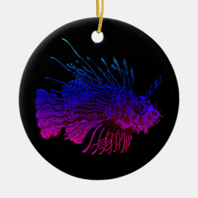 Lionfish Colourful Lion Fish Lover Sea Rock Diver Ceramic Ornament (Front)