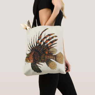 Lionfish Fish, Vintage Marine Ocean Life Animal Tote Bag