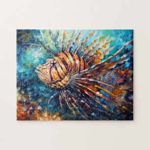 Lionfish in Expressive Ocean Oil Painting Jigsaw Puzzle