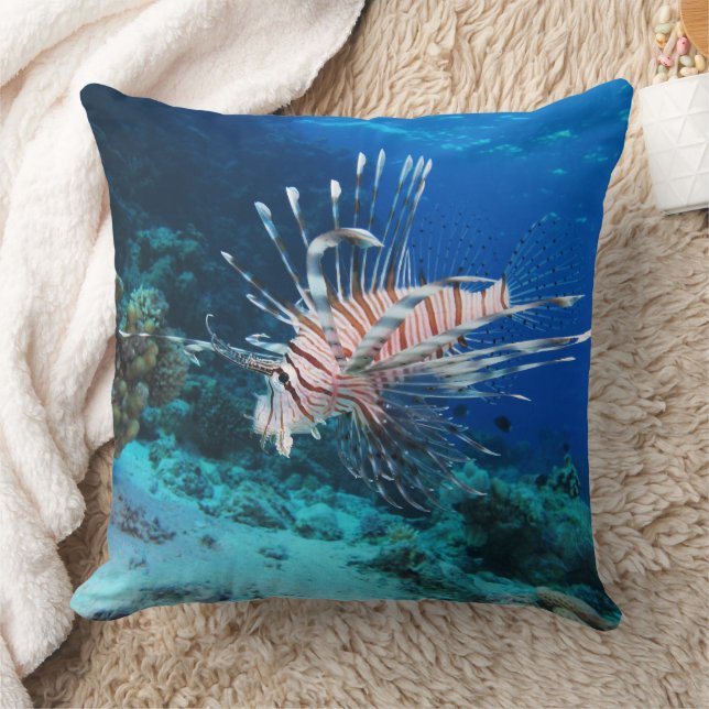 Lionfish or Pterois Miles, Ocean Reef Fish Cushion (Blanket)