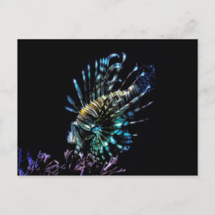 Lionfish swims postcard