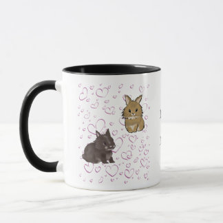 Lionhead bunnies with hearts mug