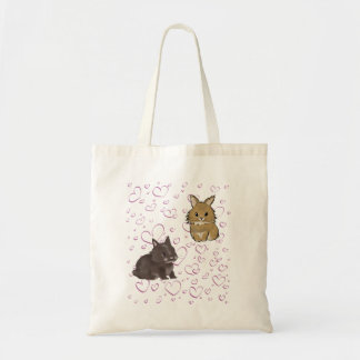 Lionhead bunnies with hearts  tote bag
