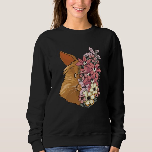 Lionhead Rabbit With Beautiful Flowers Sweatshirt (Front)