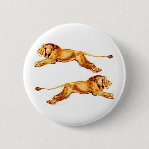 lions at cross purposes 6 cm round badge