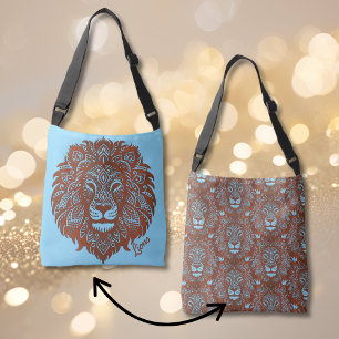 Lions Boho Cutout Faux Leather Crossbody Tote Bag