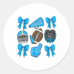 Lions Cheer Footll Game Day Coquette Lions Bow Classic Round Sticker